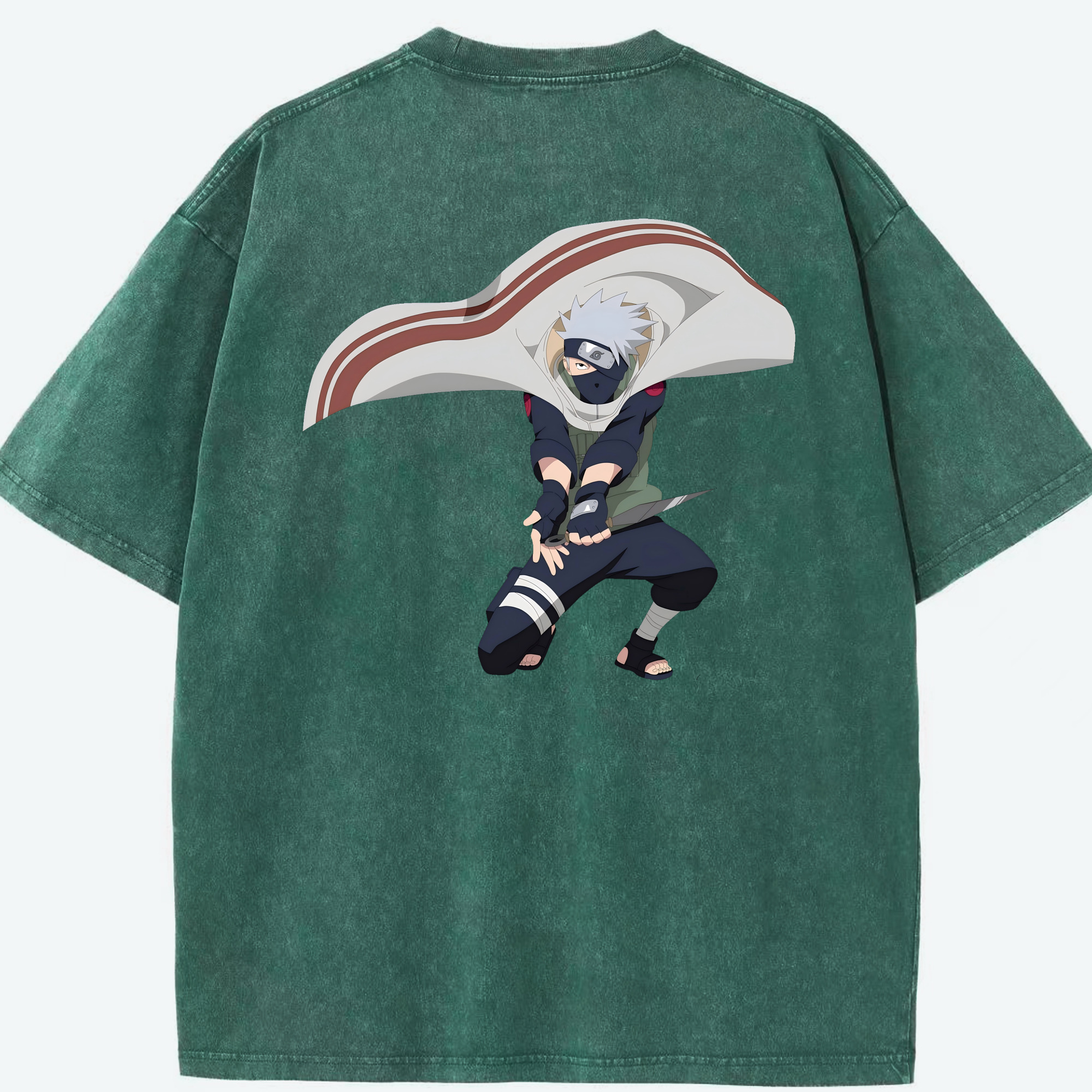 （画像用） NARUTO -ナルト- はたけ カカシ Hatake Kakashi 綿100% ヴィンテージ風 半袖Tシャツ（背面プリント）